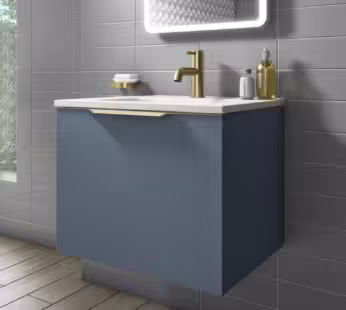 600mm Blue Wall Hung Vanity Unit with Gloss Basin – Sion