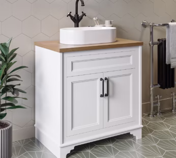800mm White Freestanding Countertop Vanity Unit with Basin – Camden