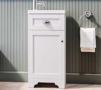 400mm White Cloakroom Vanity Unit with Basin – Baxenden