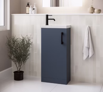 400mm Blue Cloakroom Freestanding Vanity Unit with Basin and Black Handle – Ashford