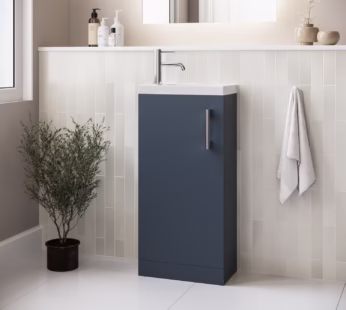 400mm Blue Cloakroom Freestanding Vanity Unit with Basin and Chrome Handle – Ashford