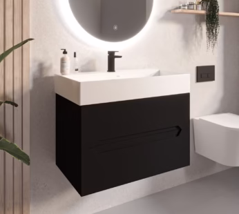 800mm Black Wall Hung Vanity Unit with Basin – Morella