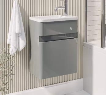 410mm Light Grey Wall Hung Cloakroom Vanity Unit with Basin – Pendle