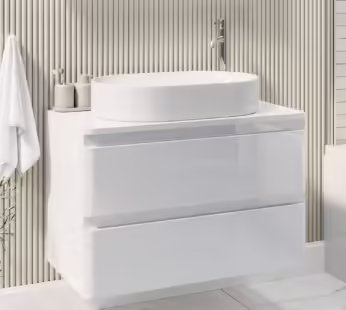 800mm White Wall Hung Countertop Vanity Unit with Basin – Pendle