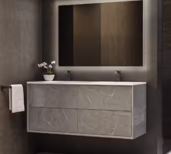1200mm Concrete Effect Wall Hung Double Vanity Unit with Basin – Arragon