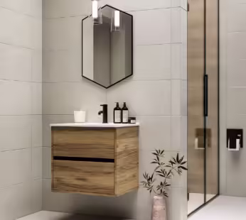 600mm Wood Effect Wall Hung Vanity Unit with Basin – Roxbi