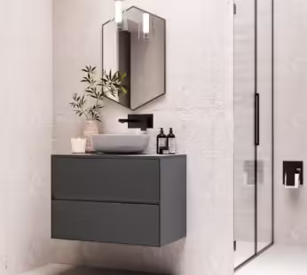 800mm Grey Wall Hung Countertop Vanity Unit with Basin – Roxbi