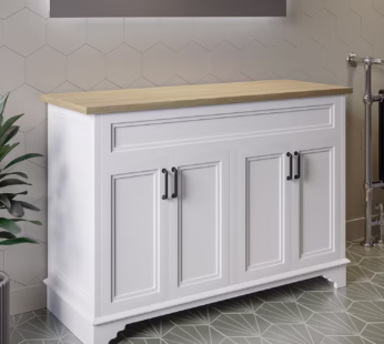 1200mm White Freestanding Countertop Double Vanity Unit – Camden