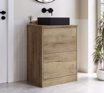 600mm Freestanding Wall Hung Countertop Vanity Unit with Black Basin – Palma