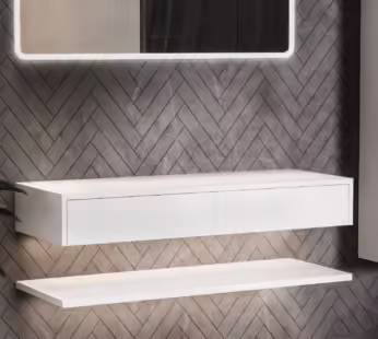 1200mm White Wall Hung Countertop Shelves – Lugo
