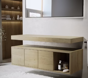 1200mm Wood Effect Wall Hung Countertop Vanity Shelves – Porto