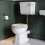 Close Coupled Traditional Low Level Short Projection Toilet with Wooden Soft Close Seat & Brass Fittings - Park Royal